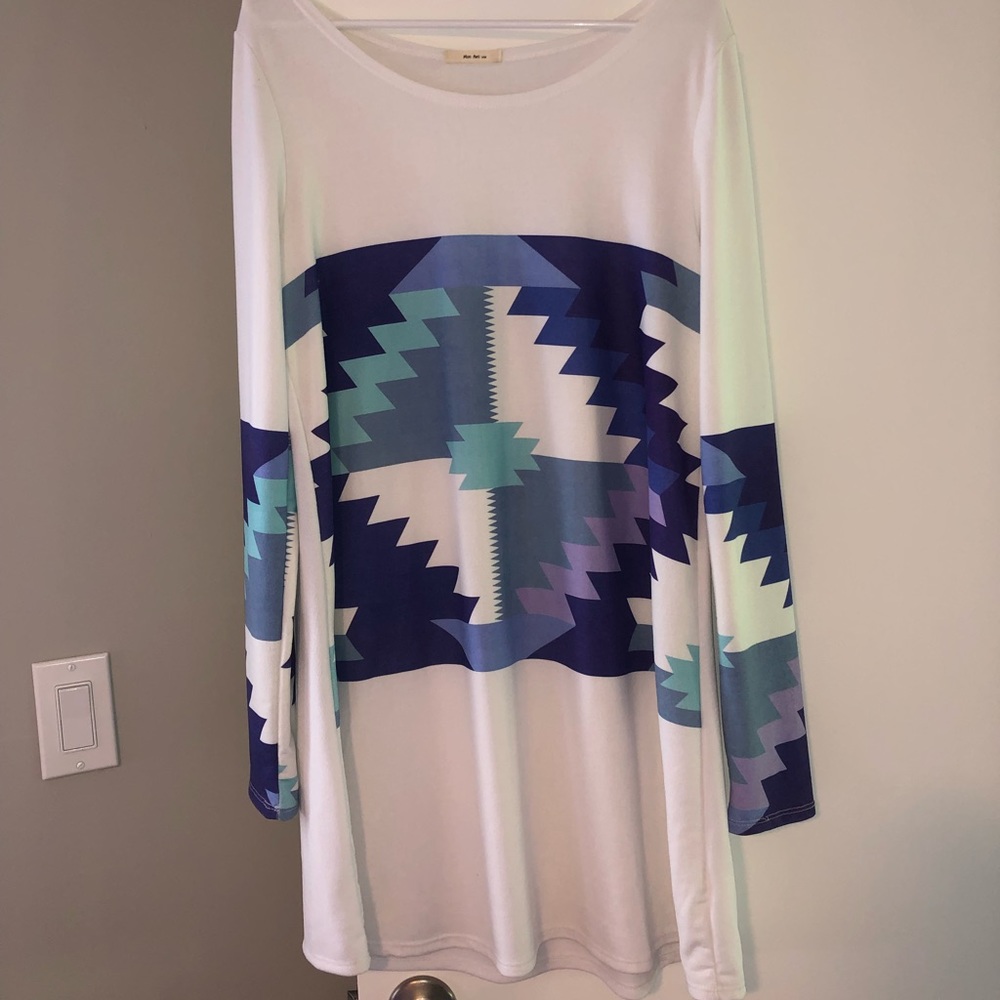 White Multi-Colored Dress